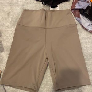High waisted brown biker shorts